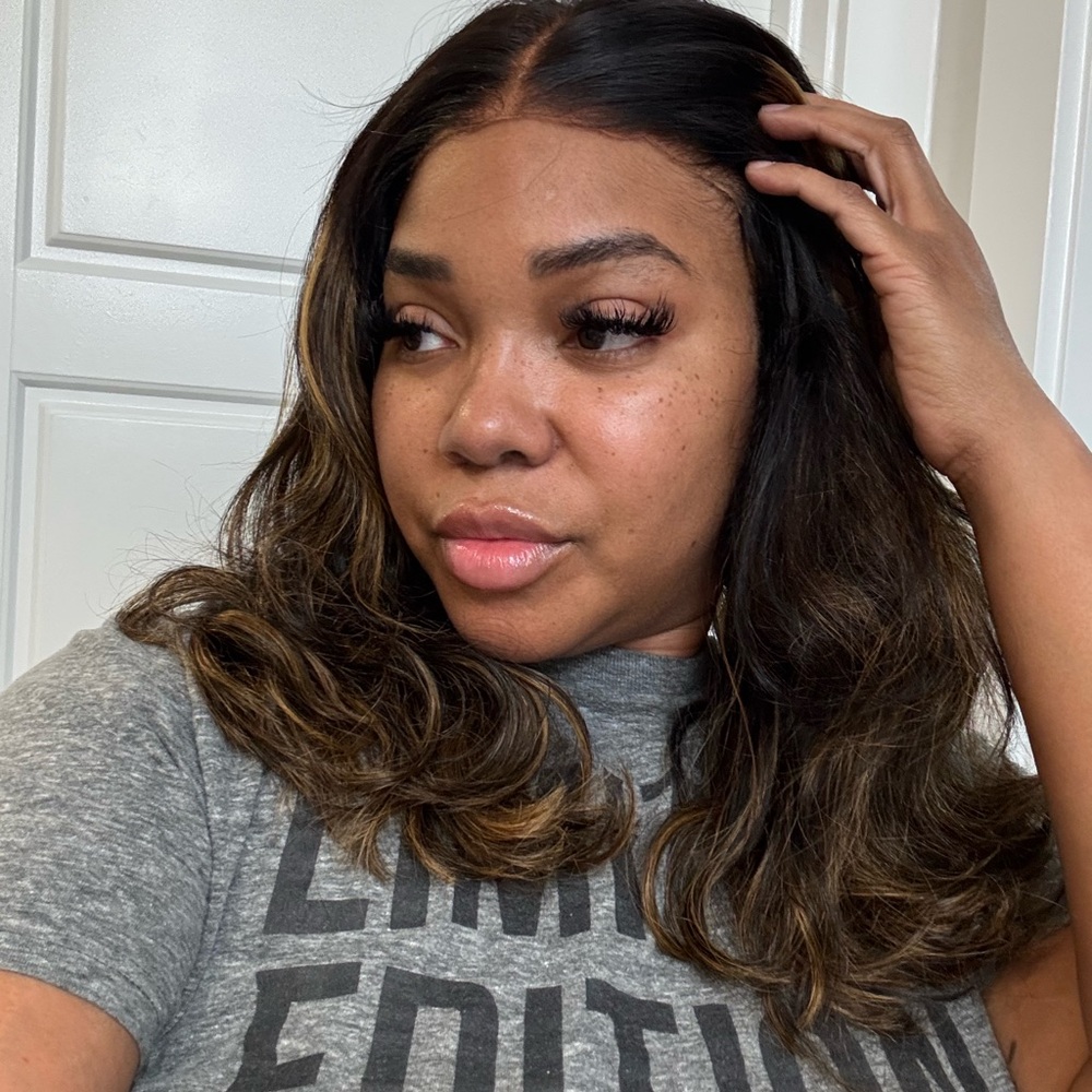 Natural Black and Brown Women's Hair Wig 14in (A)